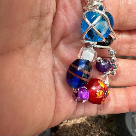 Evil eye necklace pendant OOAK Art to wear handmade assemblage Beaded 2204 S - Picture 5 of 7